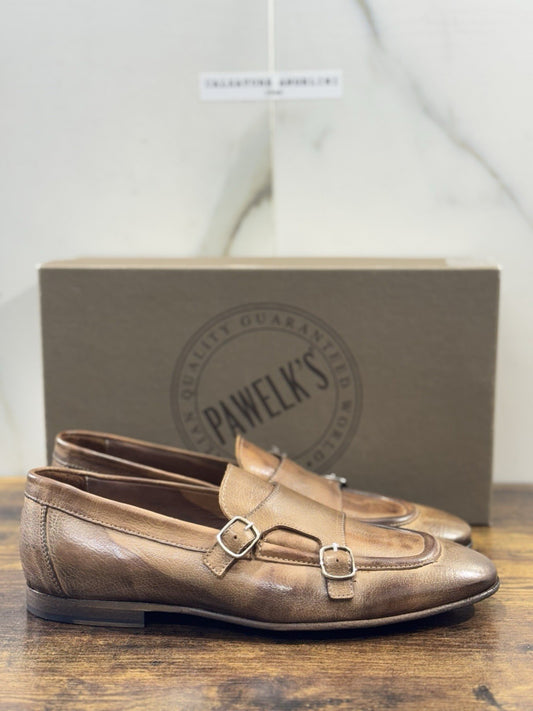 Pawelk’s Mocassino    Uomo Pelle Cuoio   Hand   Made  In Italy Washed 41