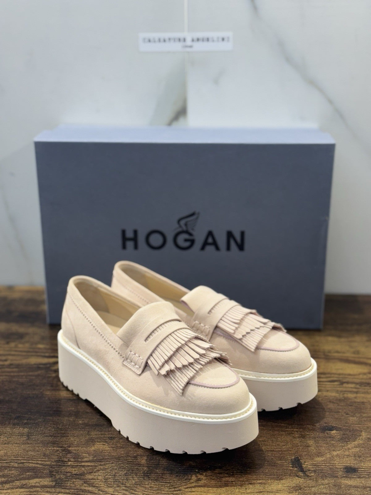 Hogan Mocassino H355 Suede Light Pink Extra Light Zeppa Casual Hogan Donna 38