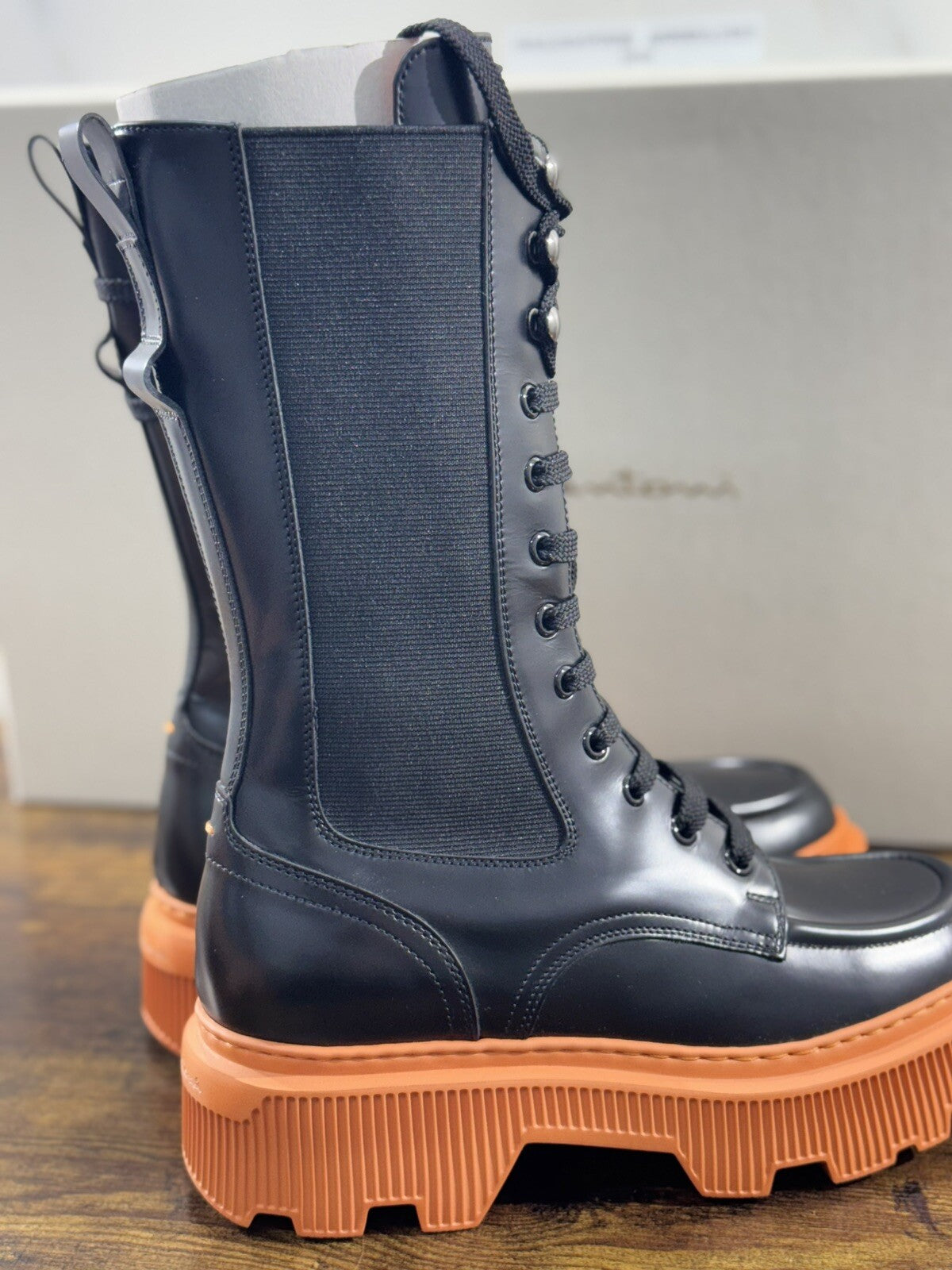 Santoni Combat Boot Donna Pelle Nera  Casual Luxury Boot Woman Santoni 39