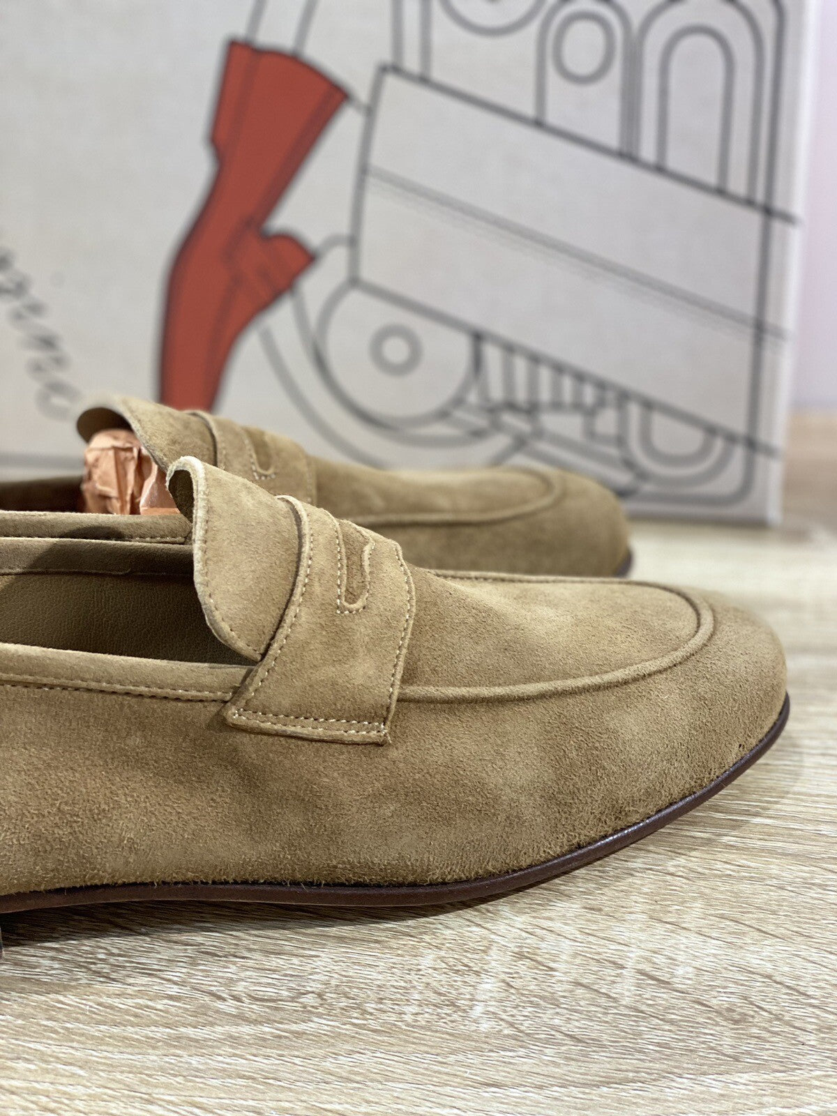 Il Mocassino Scarpa Uomo Modello Tasca In Suede Cuoio Luxury Men Shoes 41