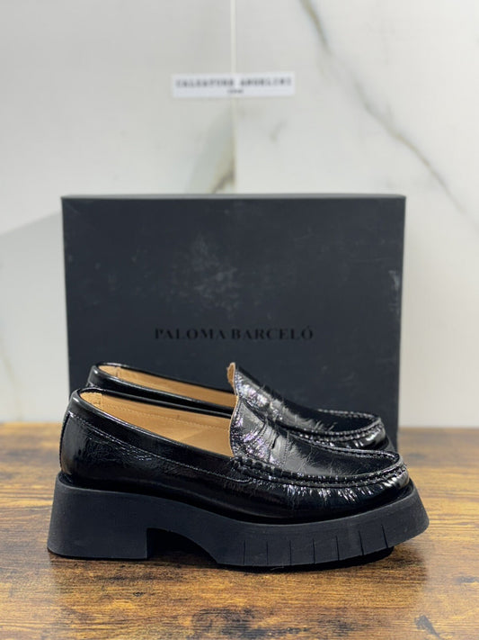 Paloma Barcelo’ Mocassino Donna Feather   Pelle Nera    Casual Loafer 40