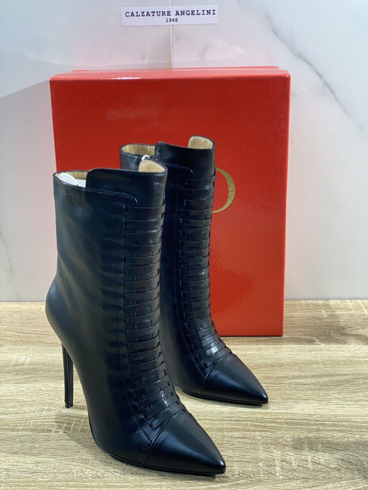 WO Milano tronchetto donna nappa nera casual boot tacco gold luxury 40