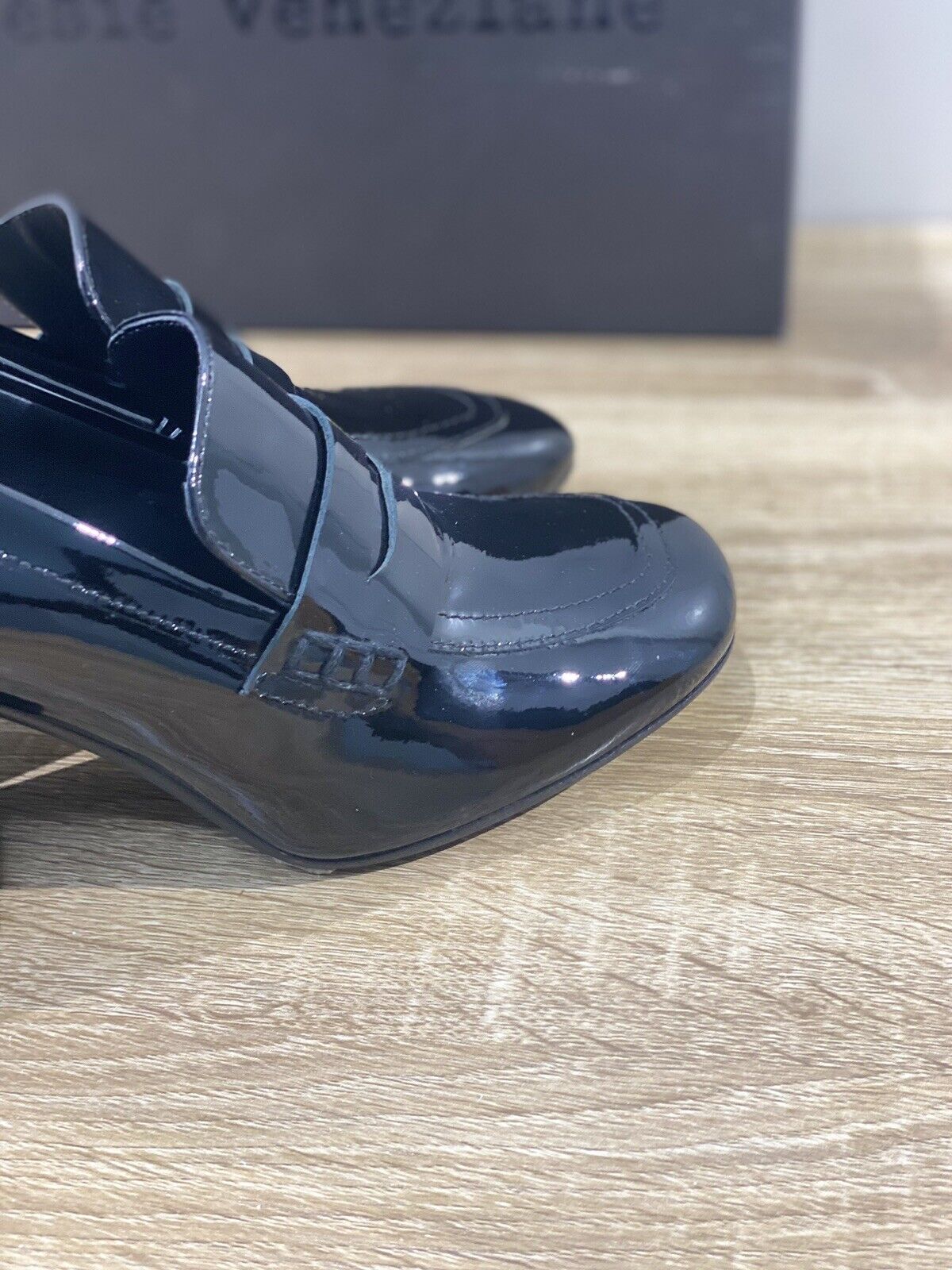 Poesie Veneziane mocassino donna in vernice Nero con tacco 39