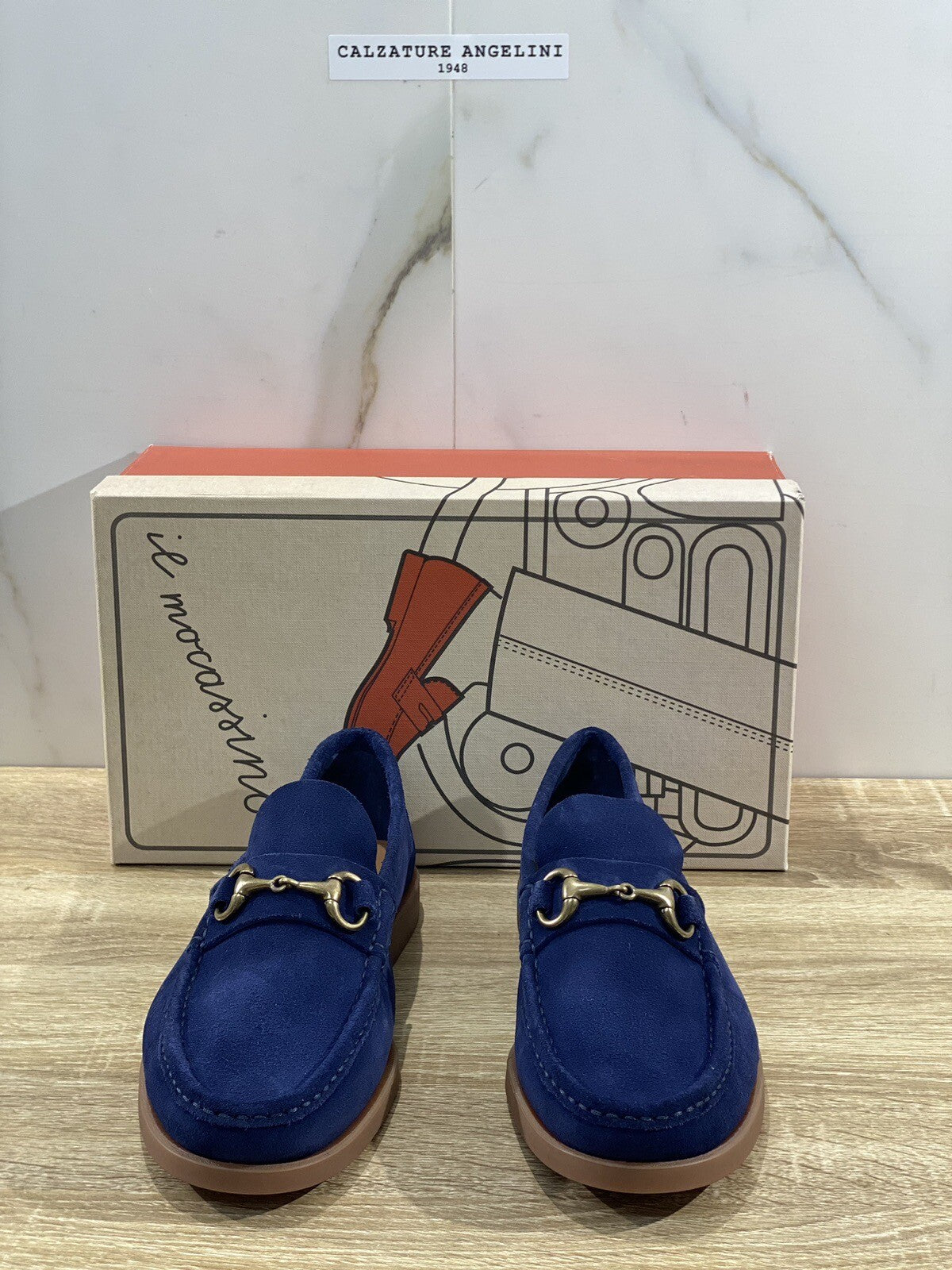 Il Mocassino Uomo In Suede Blu Fondo Gomma Ultra Flexi Made In Italy 41