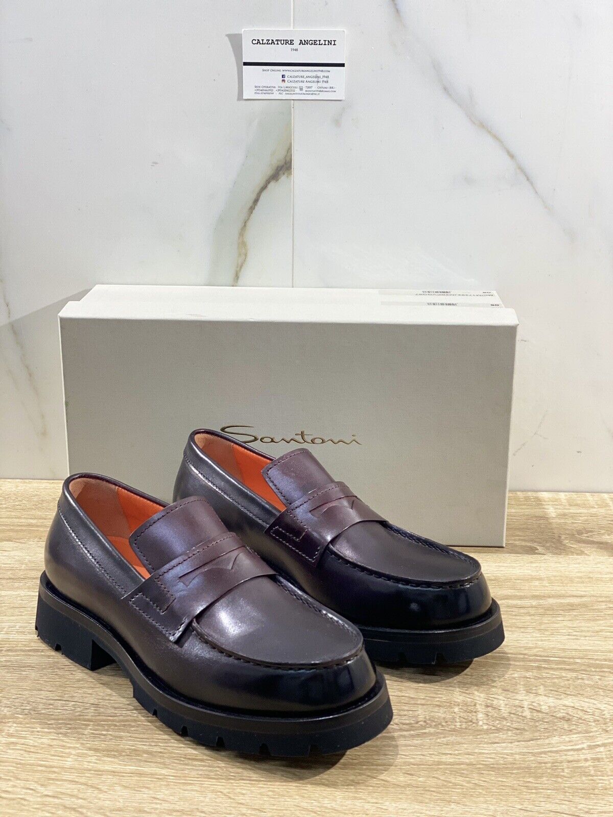 Santoni Mocassino Uomo In Pelle Bordo’ Fondo Commando Luxury Shoes Men 40