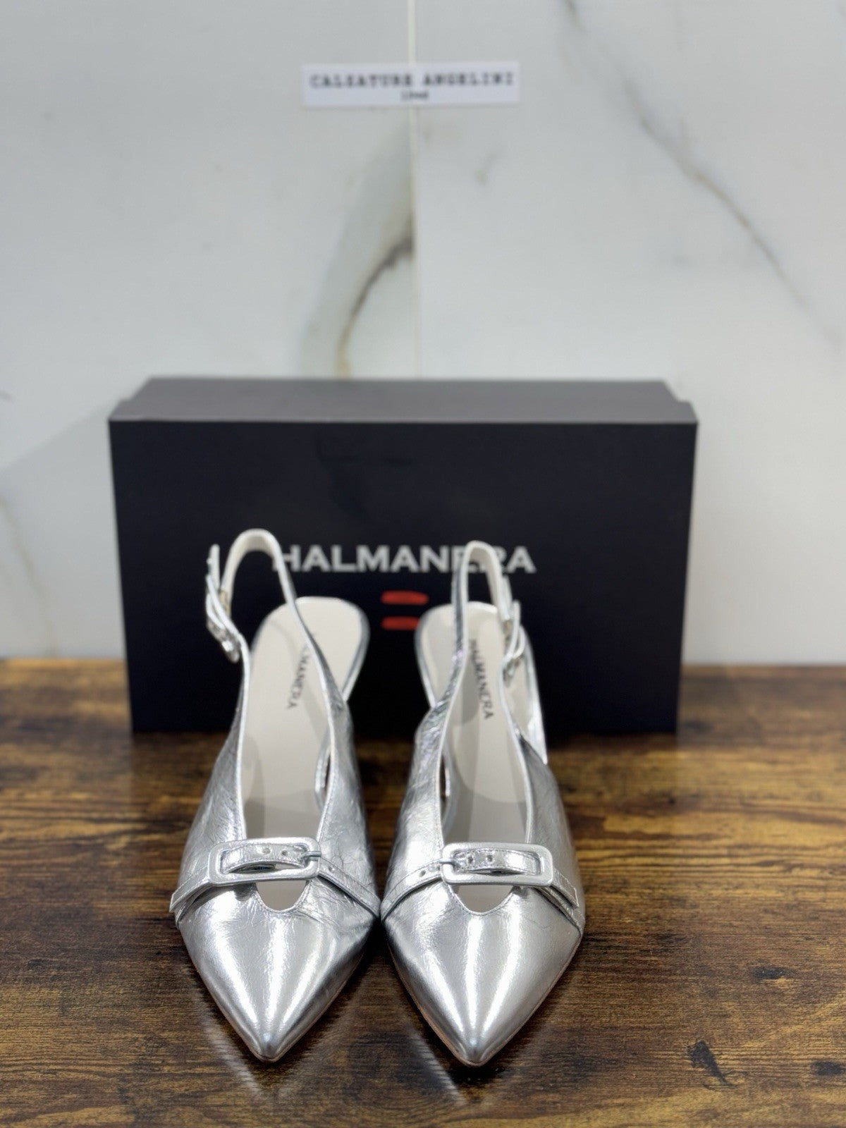 HALMANERA Sling Back Pelle Argento   Luxury Made In Italy Donna 41