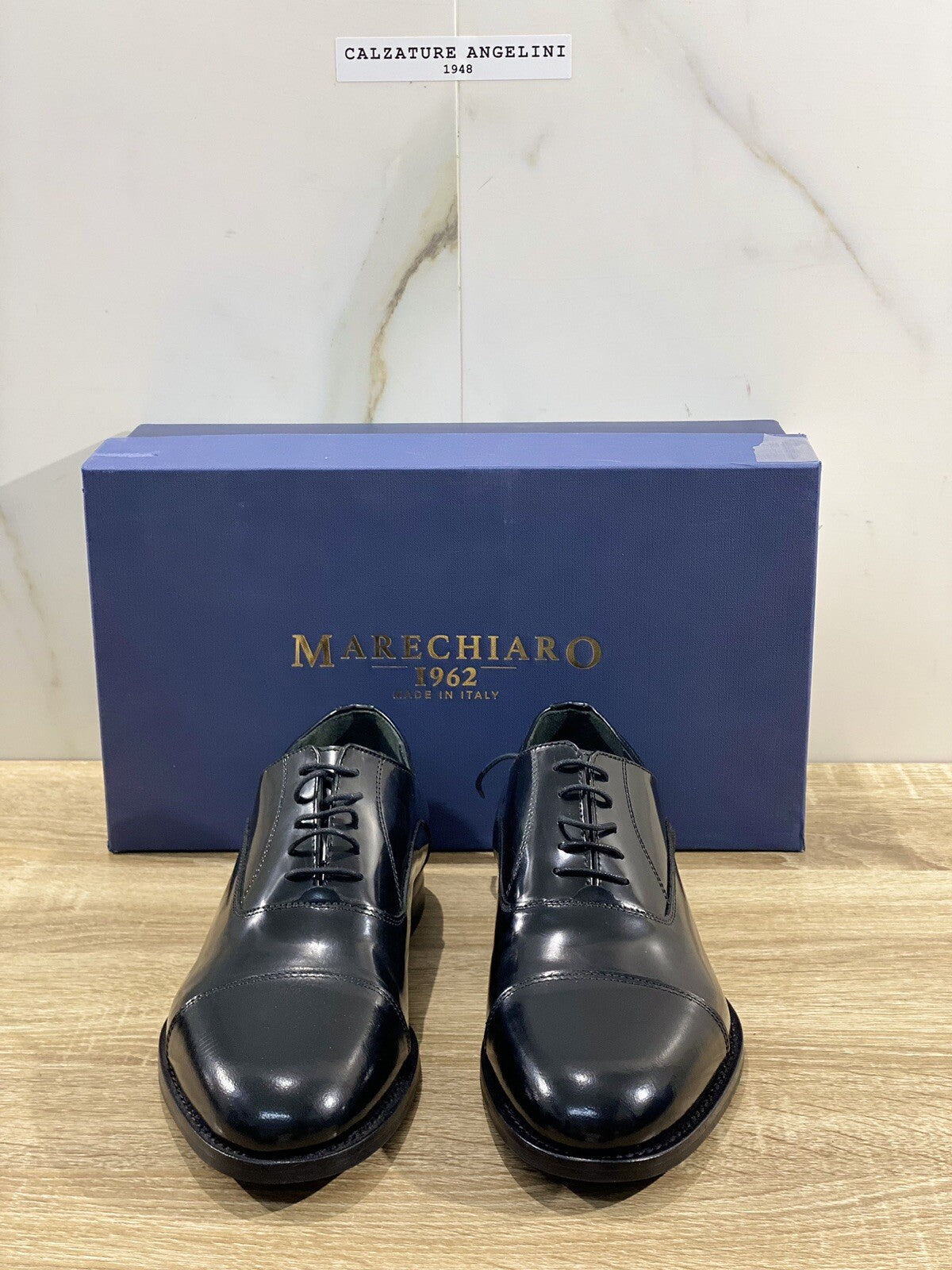 Marechiaro 1962 Oxford Uomo Pelle Nera Polish Made In Italy 40