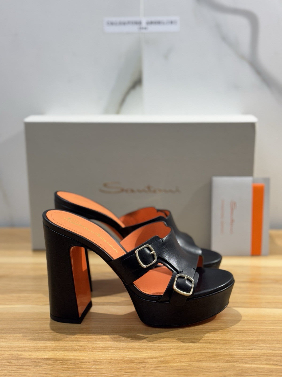 Santoni Sandalo Donna Pelle Nero Con Tacco Luxury Santoni Sandalo Donna 36