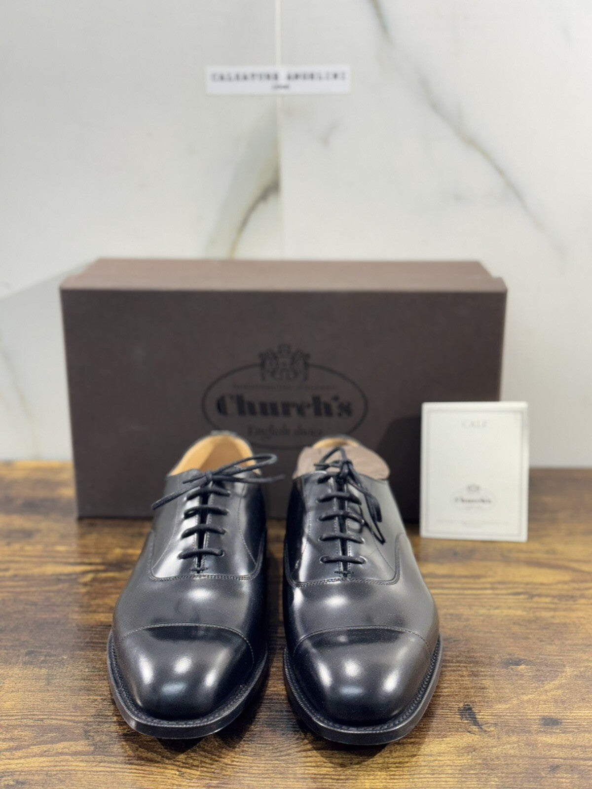 Church’s Scarpa Uomo Consul Stringata Polish Binder Pelle Nera Custom Grade 40.5