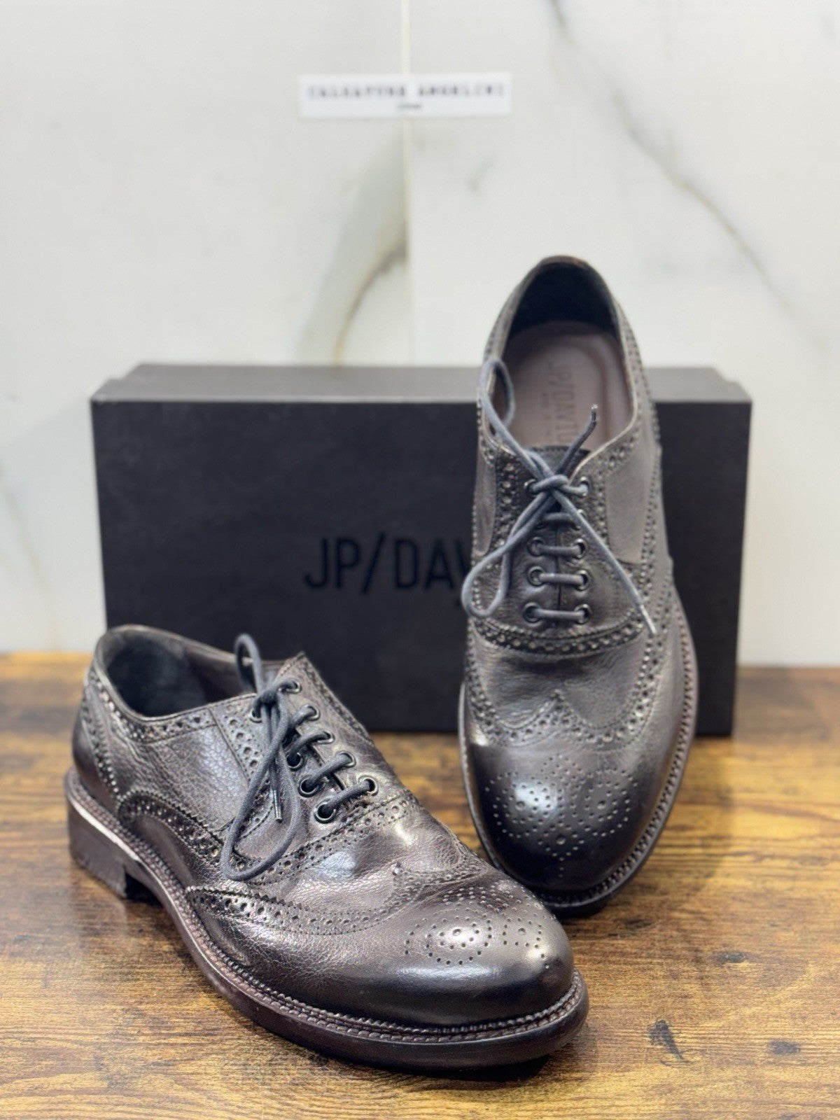 Jp David Brogue  Pelle Testa Moro 100% Made In Italy Casual 43