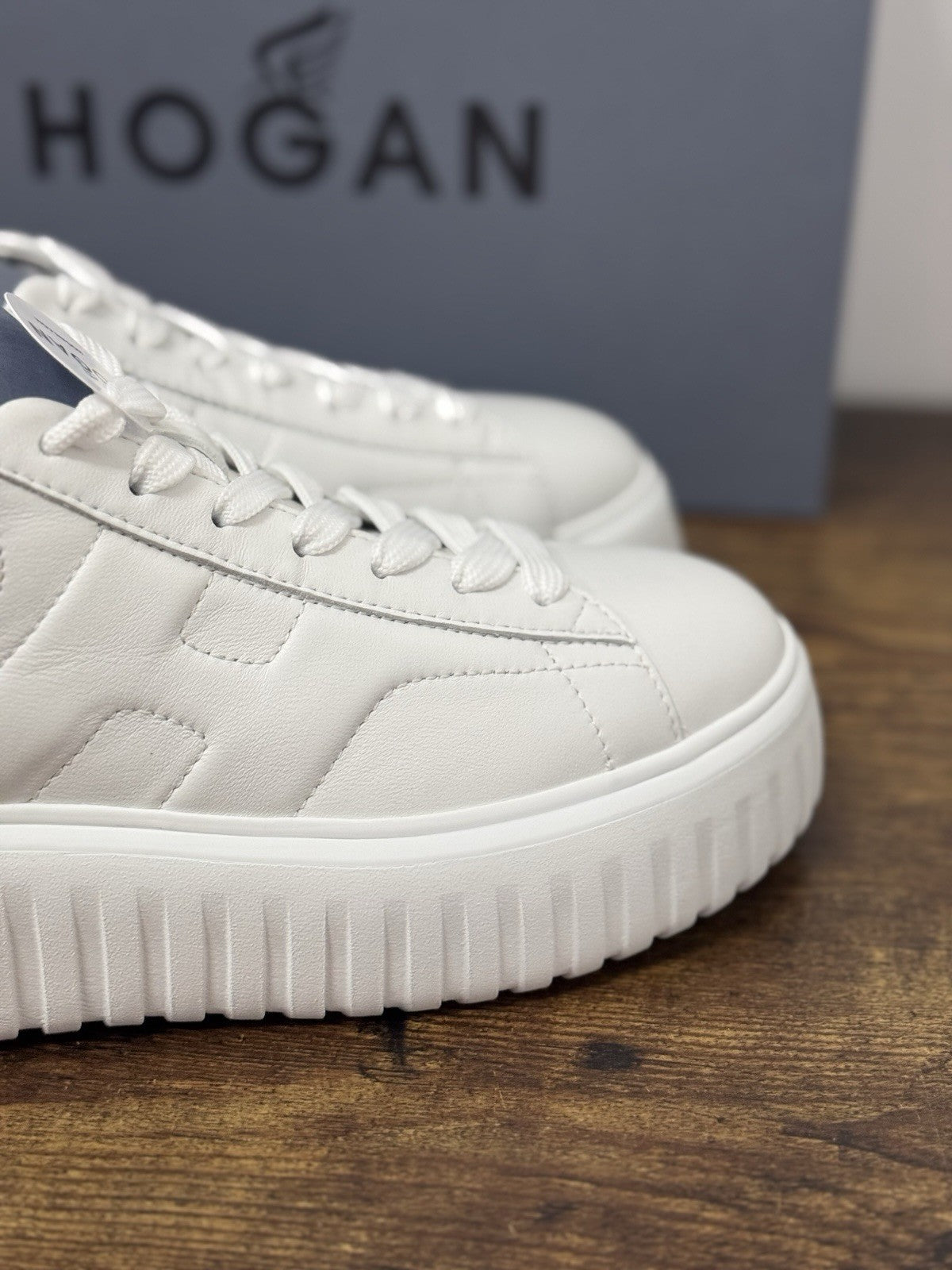 Hogan H Stipes  Sneaker Pelle Bianca Argento  Casual Hogan Donna 36.5