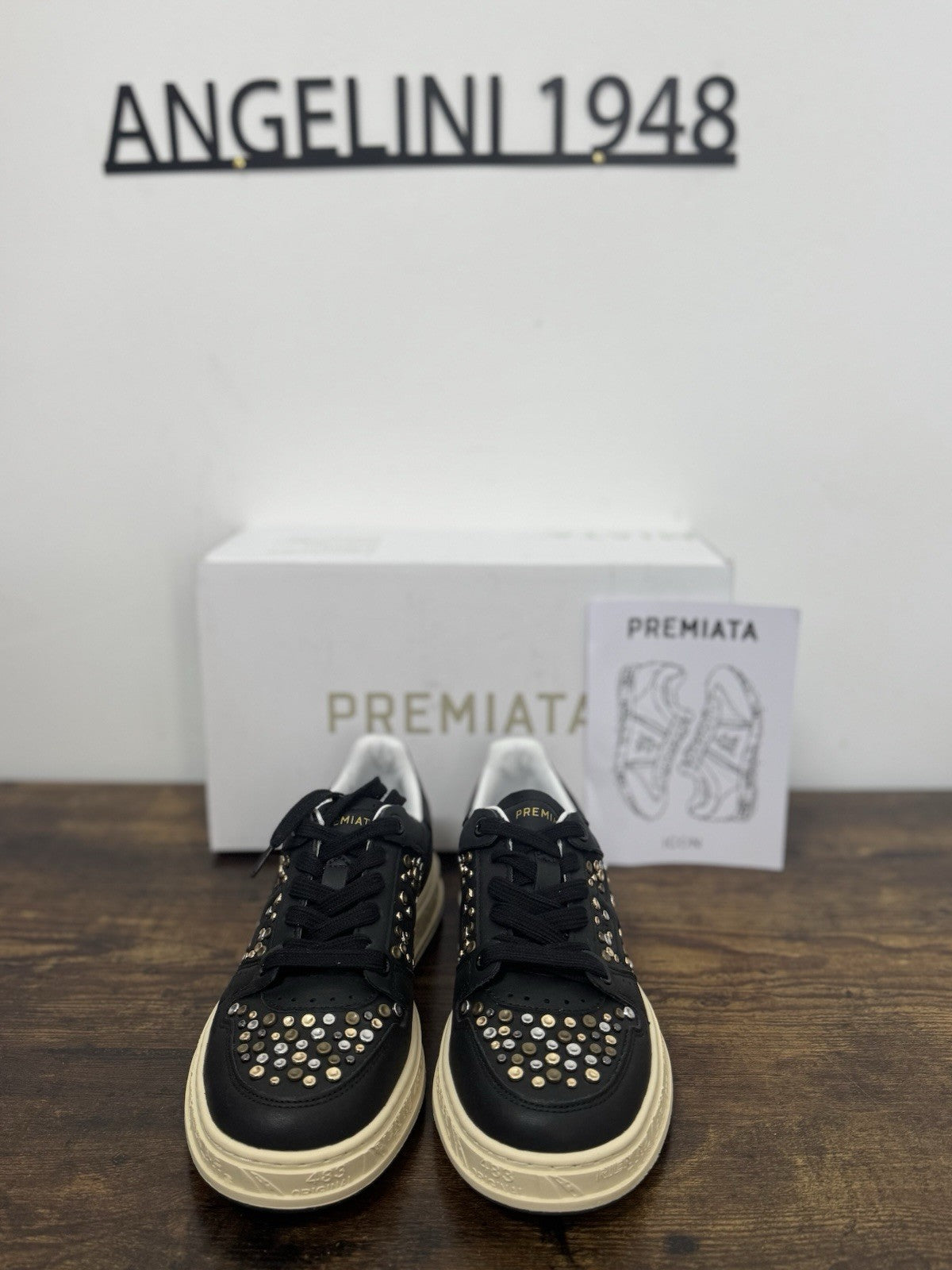 Premiata Quinn    Sneaker Pelle  Nera Borchie Casual Premiata Scarpa Donna 37