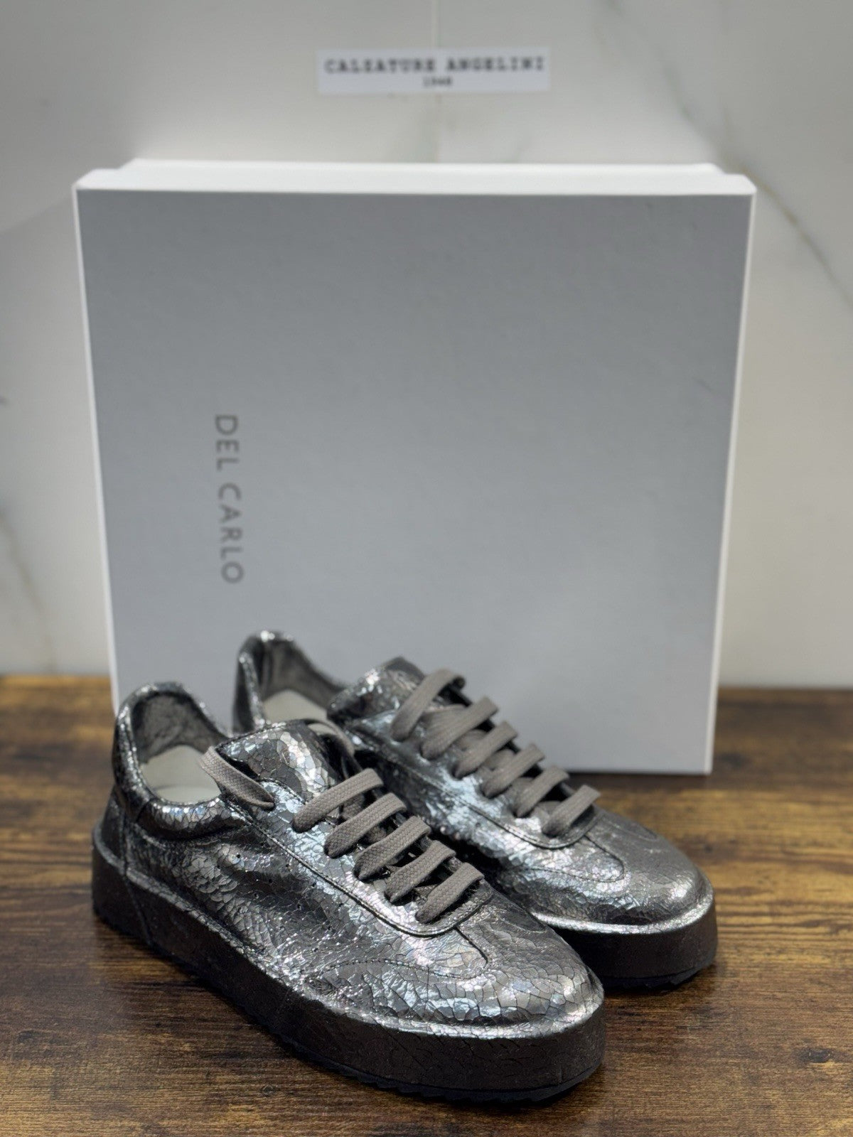 Del Carlo Sneaker     Pelle Acciaio     Luxury Made In Italy Casual   Donna 38