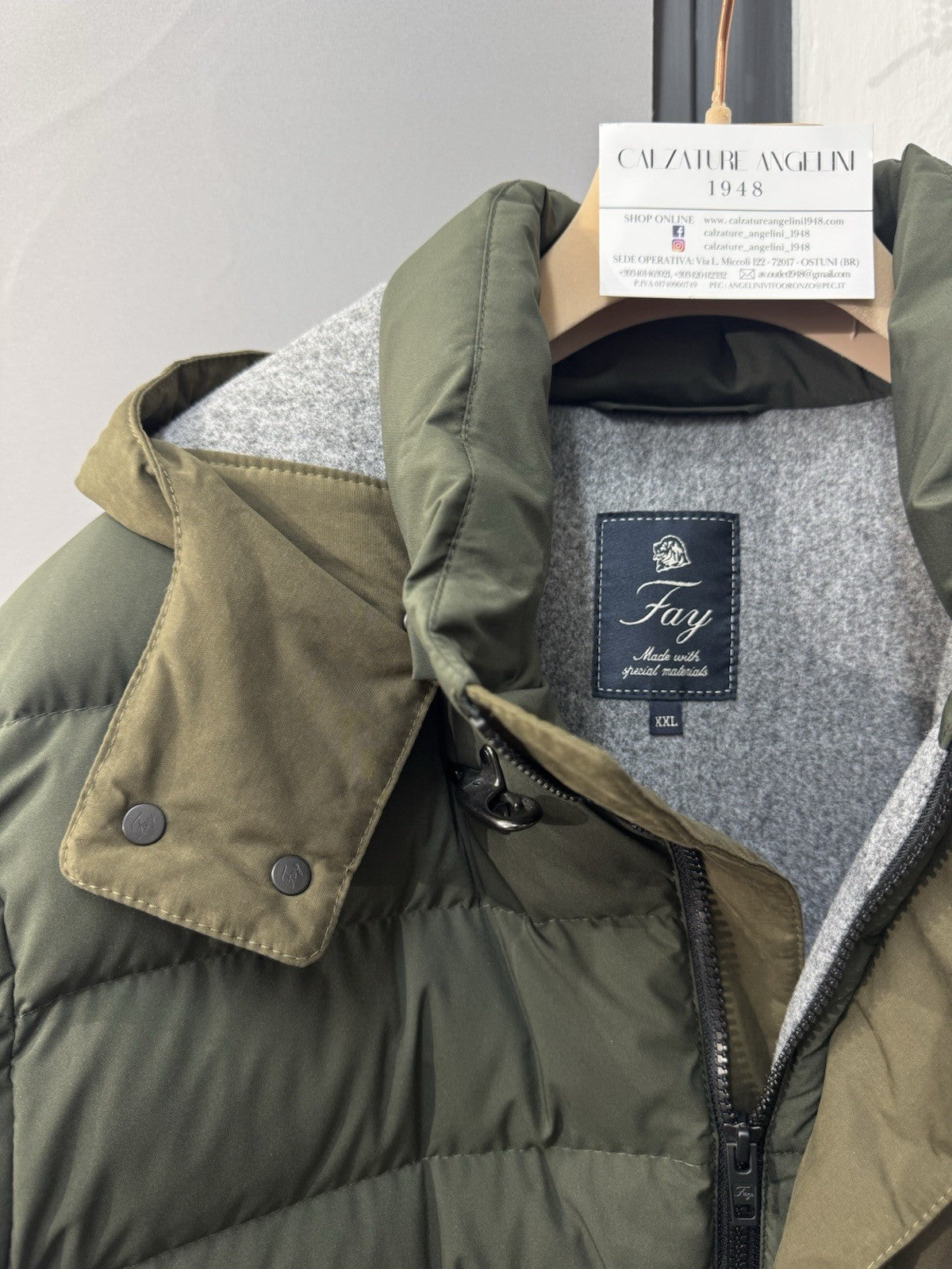 Fay Piumino Verde Militare  Con Cappuccio  Luxury Fay Uomo xxl