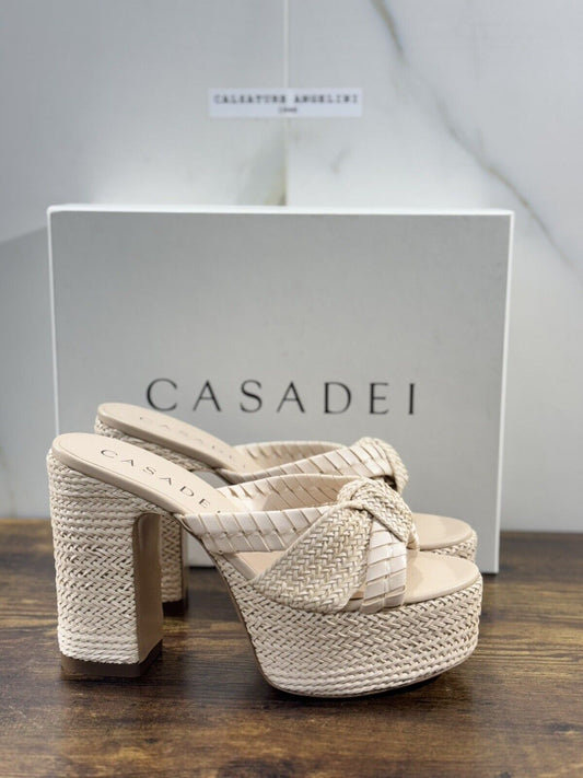 Casadei Sandalo Donna Con Tacco Pelle Beige Luxury Casadei 40