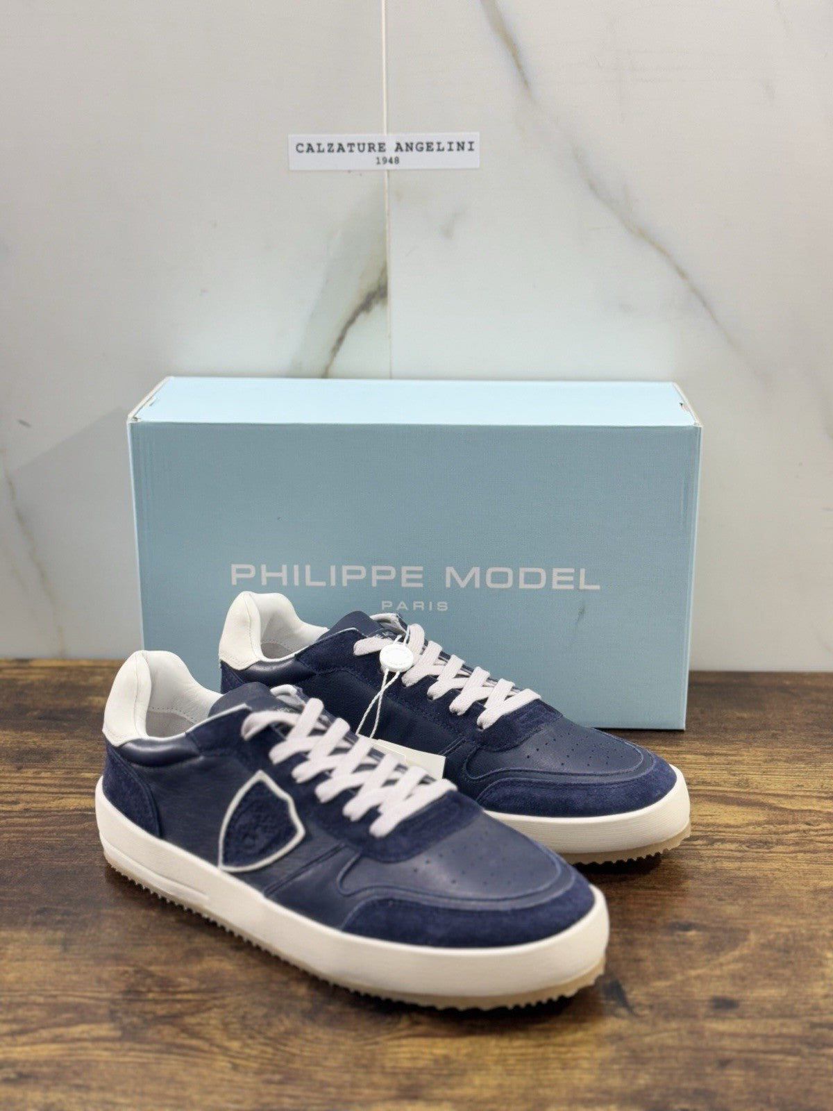 Philippe Model Nice Low Men Sneaker Uomo Pelle E Suede Blu 41