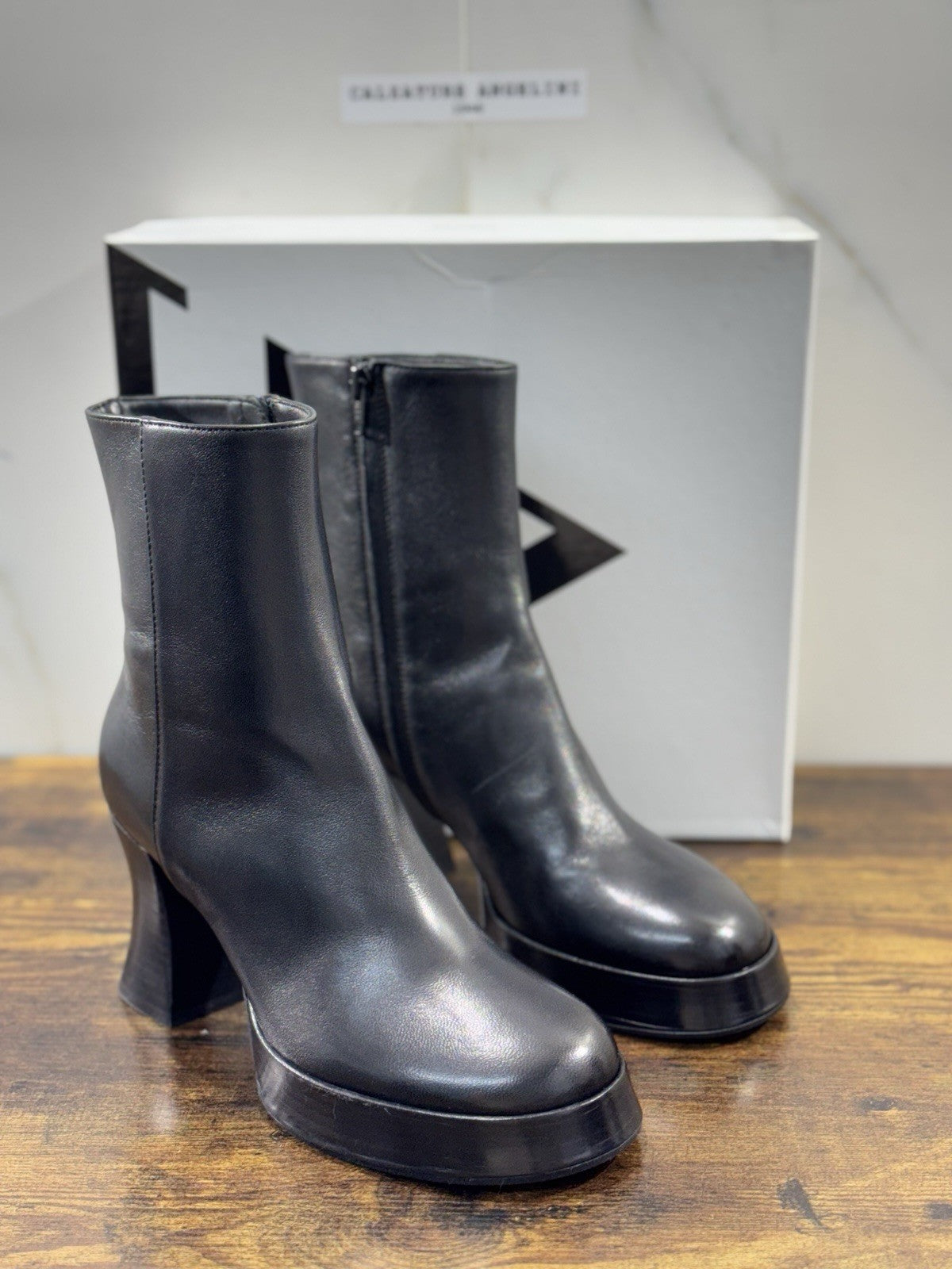Giampaolo Viozzi Stivaletto Donna Pelle Nero    Con Tacco Made In Italy 37