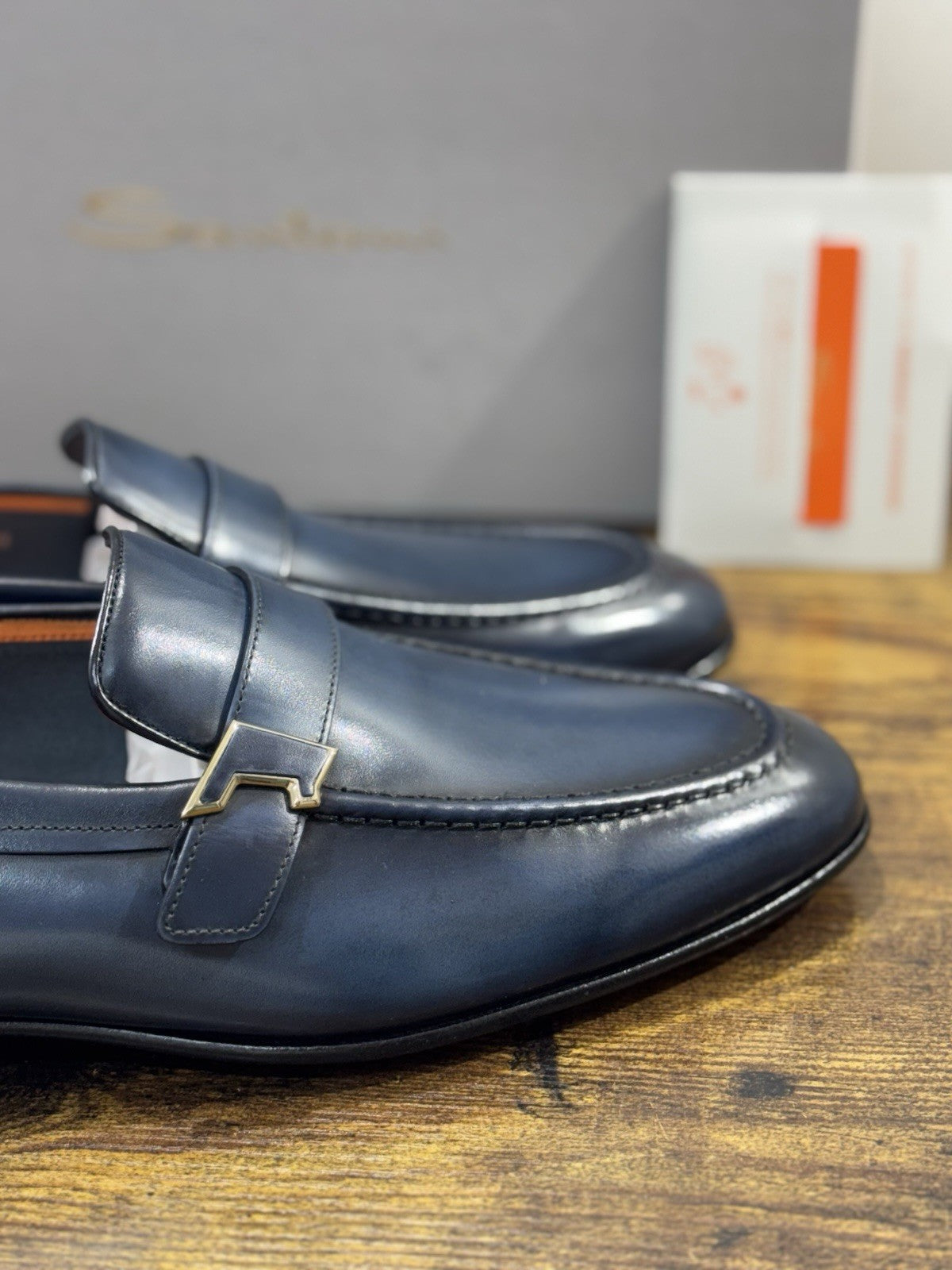 Santoni Mocassino Pelle Blu Luxury Santoni Scarpa Uomo 43