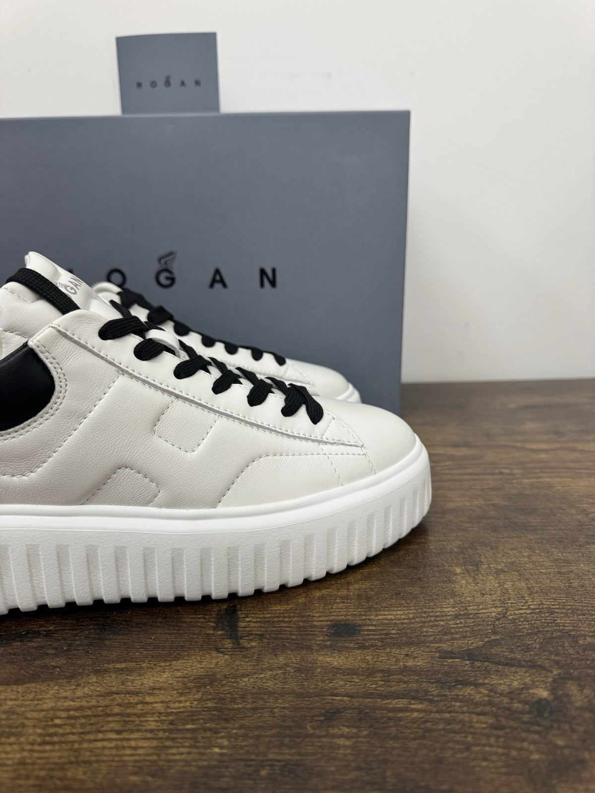 Hogan H-stripes New H Band Pelle Bianca Nero Memory Foam Scarpa Hogan Uomo 42