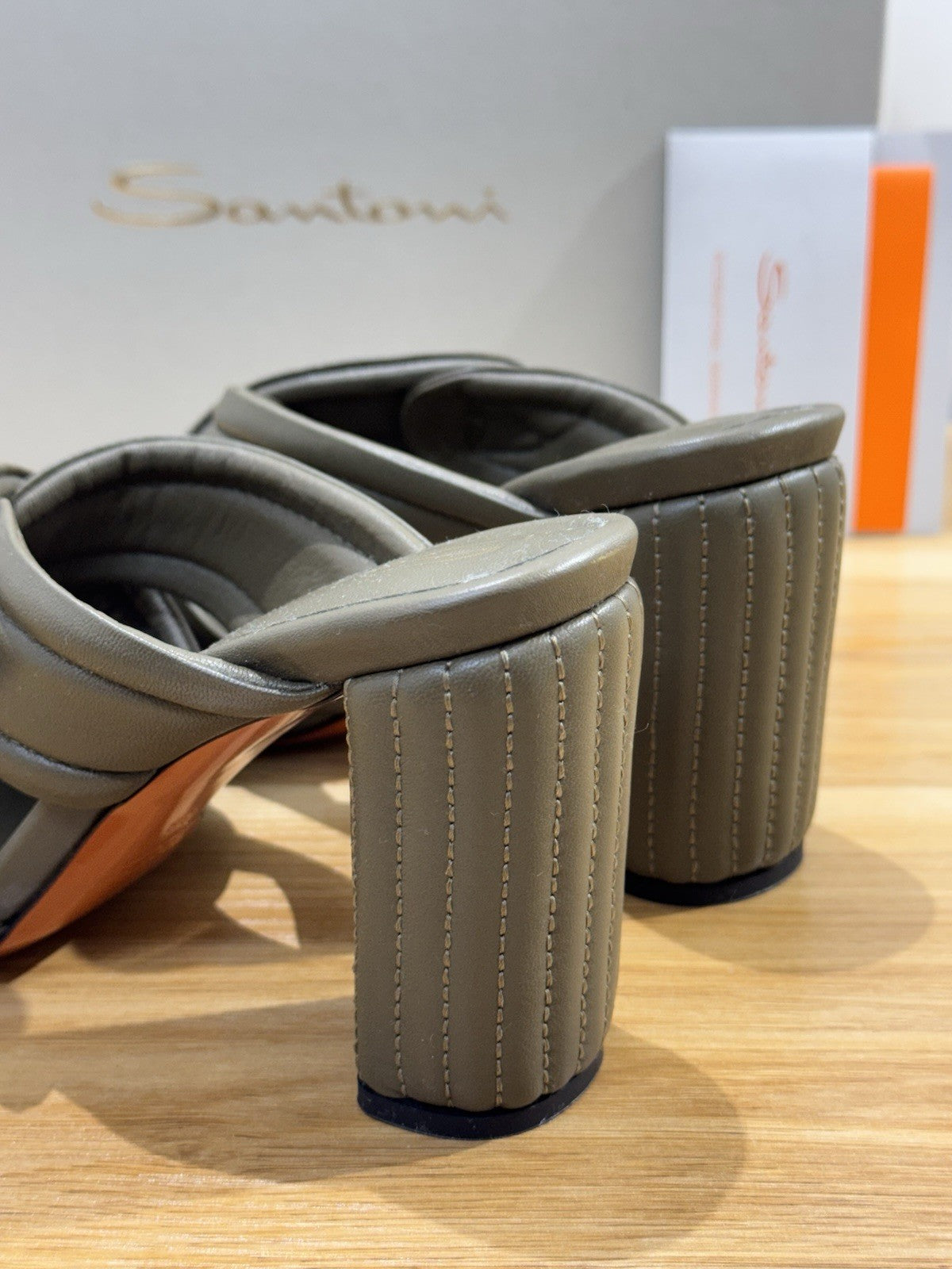 Santoni Sandalo Donna Pelle Verdone Con Tacco Luxury Santoni Sandalo Donna 36