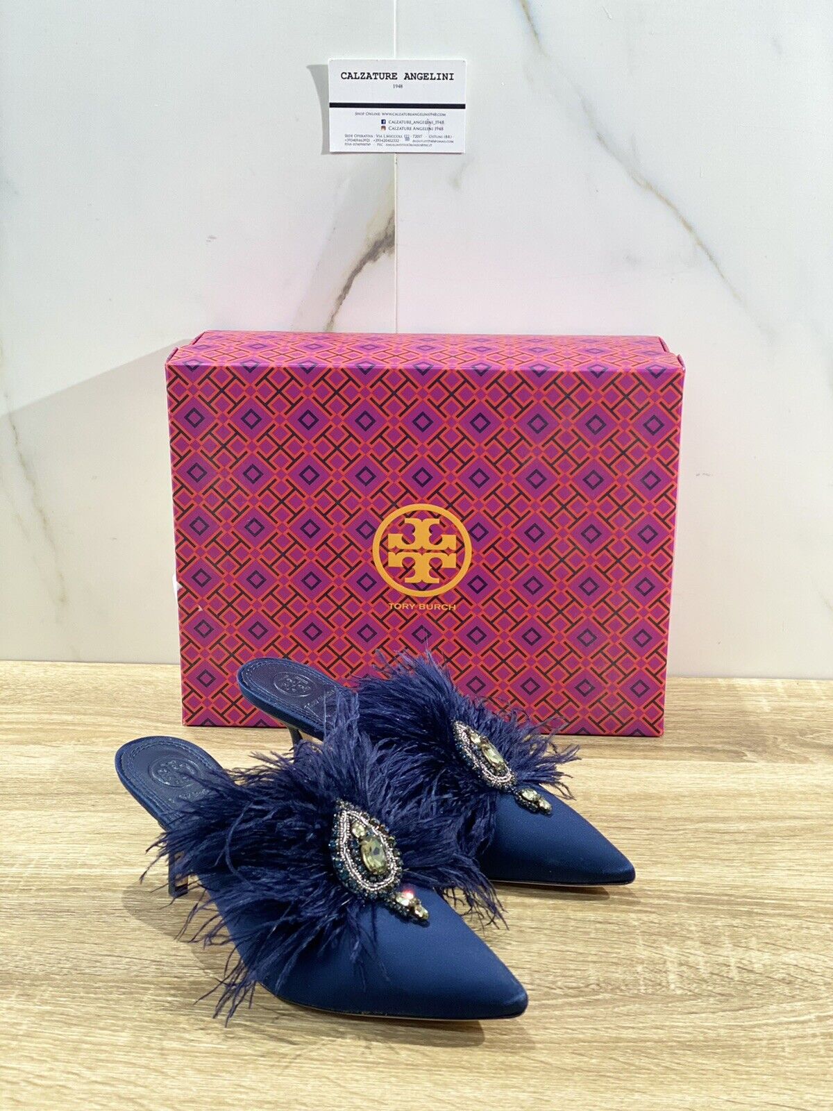 Tory Burch Elodie 65 MM Mule In Seta  Blu  Luxury 47464 Donna 37