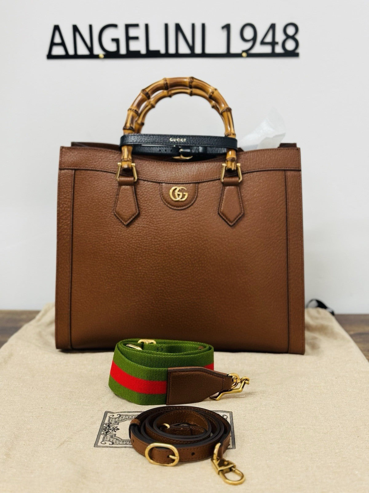 Gucci Diana Media  Tote Bag Bamboo Luxury Borsa Pelle Cuoio Gucci Icon Donna