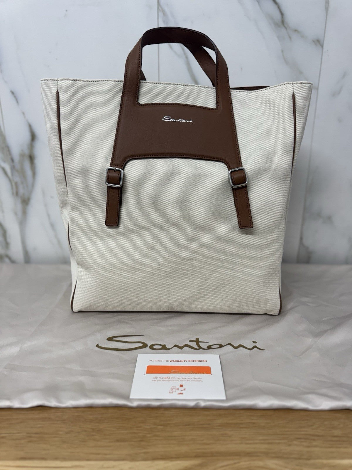 Santoni Borsa Shopping Unisex Pelle Cuoio Luxury Santoni Borsa Donna