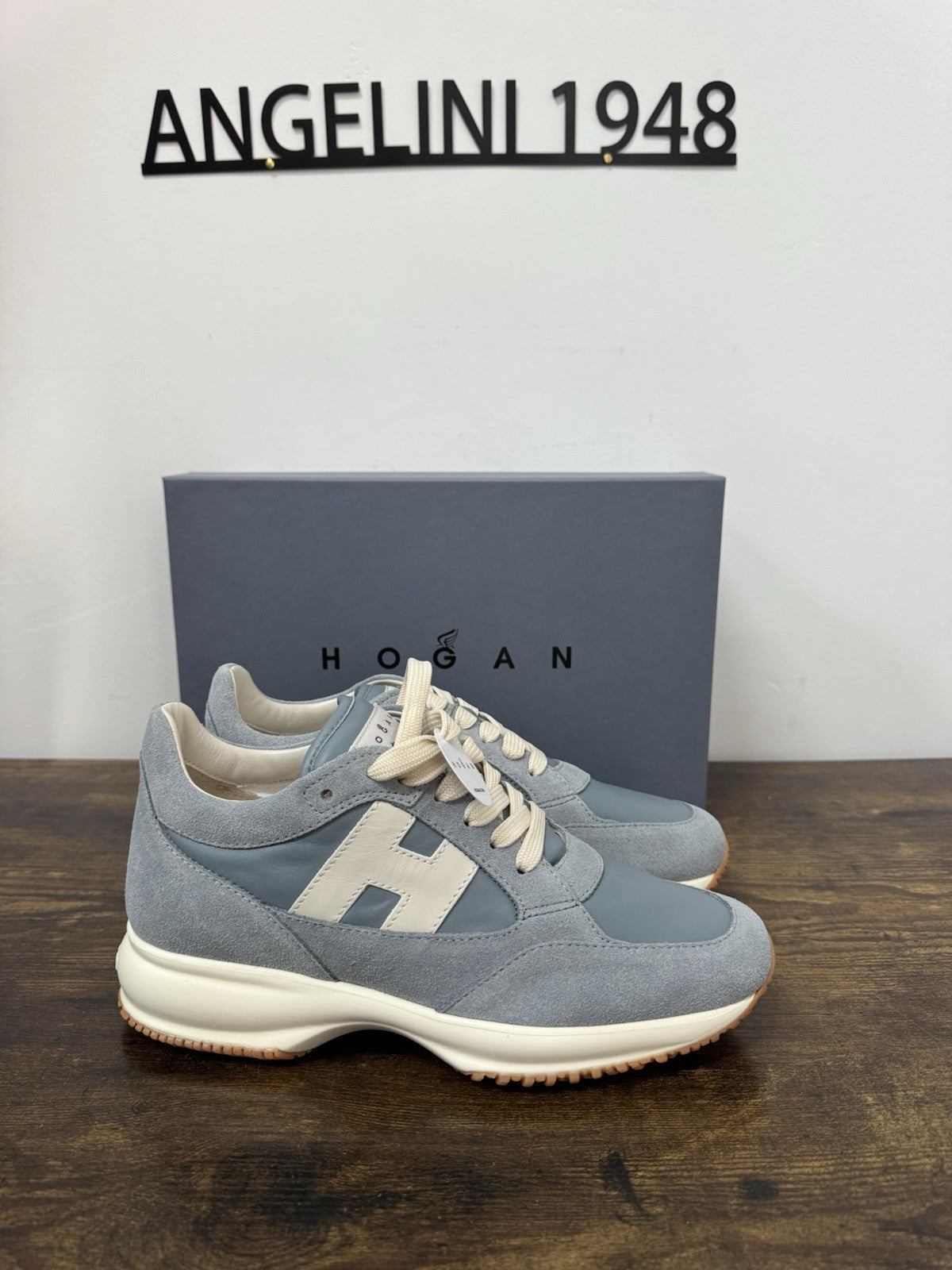 Hogan Interactive H713 Memory Foam Sneaker Suede Pelle Celeste  Donna 36