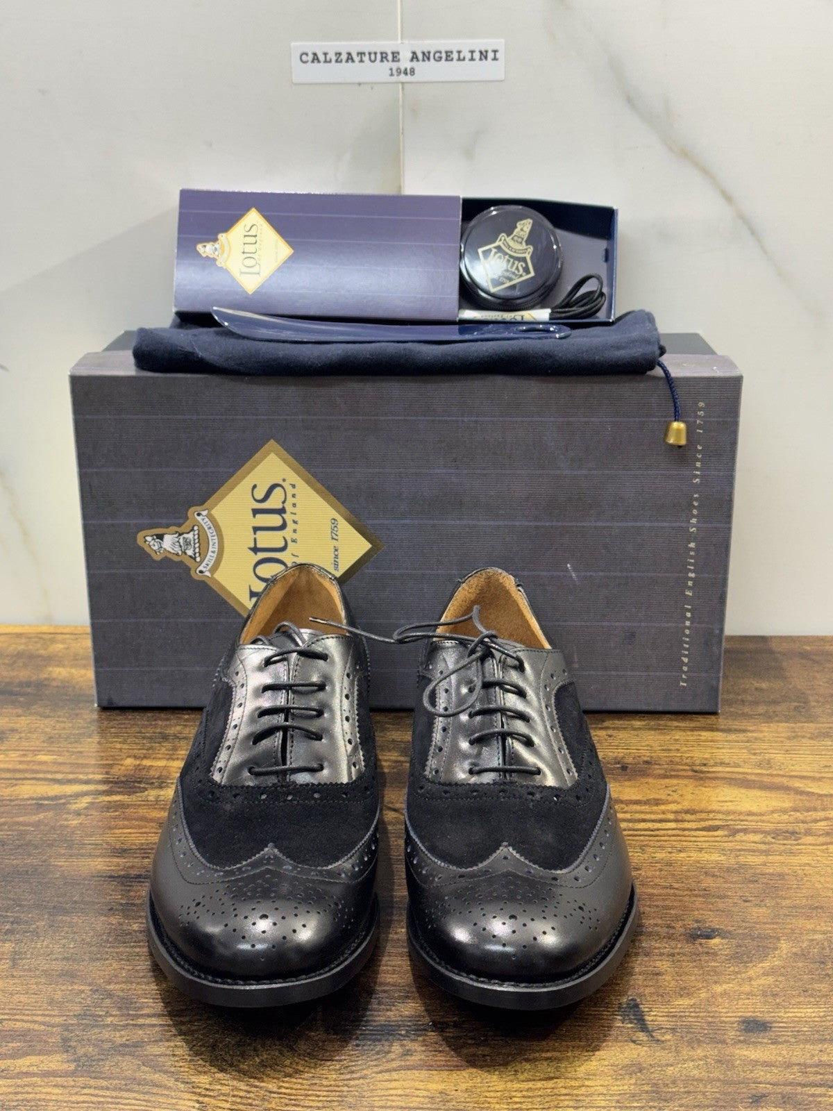 Lotus Of England Stringata Pelle Nera Luxury Goodyear Handmade Scarpa Donna 41