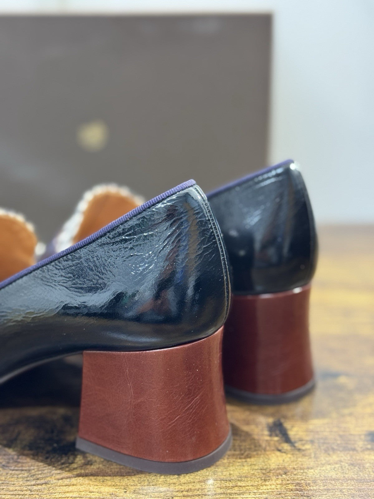 Chie Mihara Mocassino Meisin Pelle Nero Con Tacco Donna 38