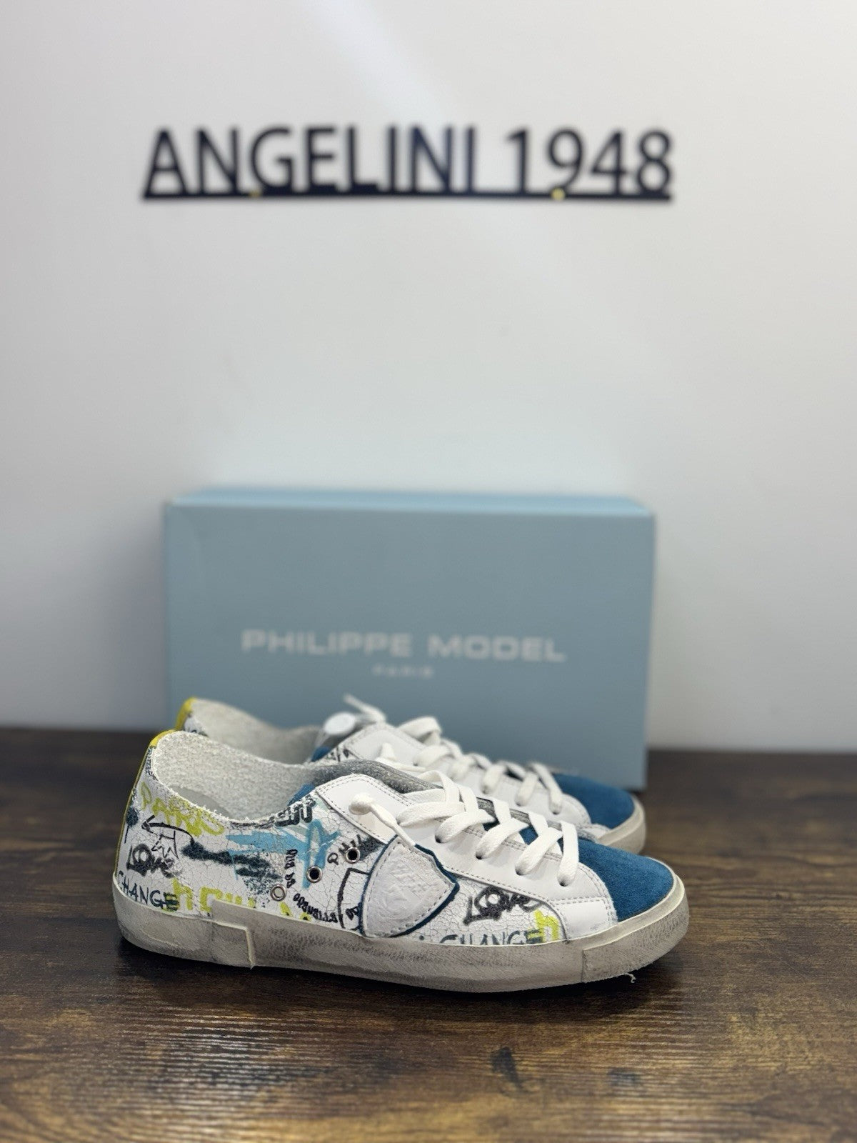 Philippe Model Paris Low Pelle Bianca Limited Edition   Casual Sneaker Uomo 45