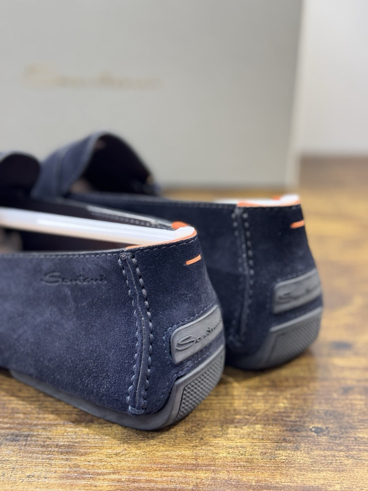 Santoni Mocassino Driver Suede Blu Luxury Santoni Scarpe Uomo 43
