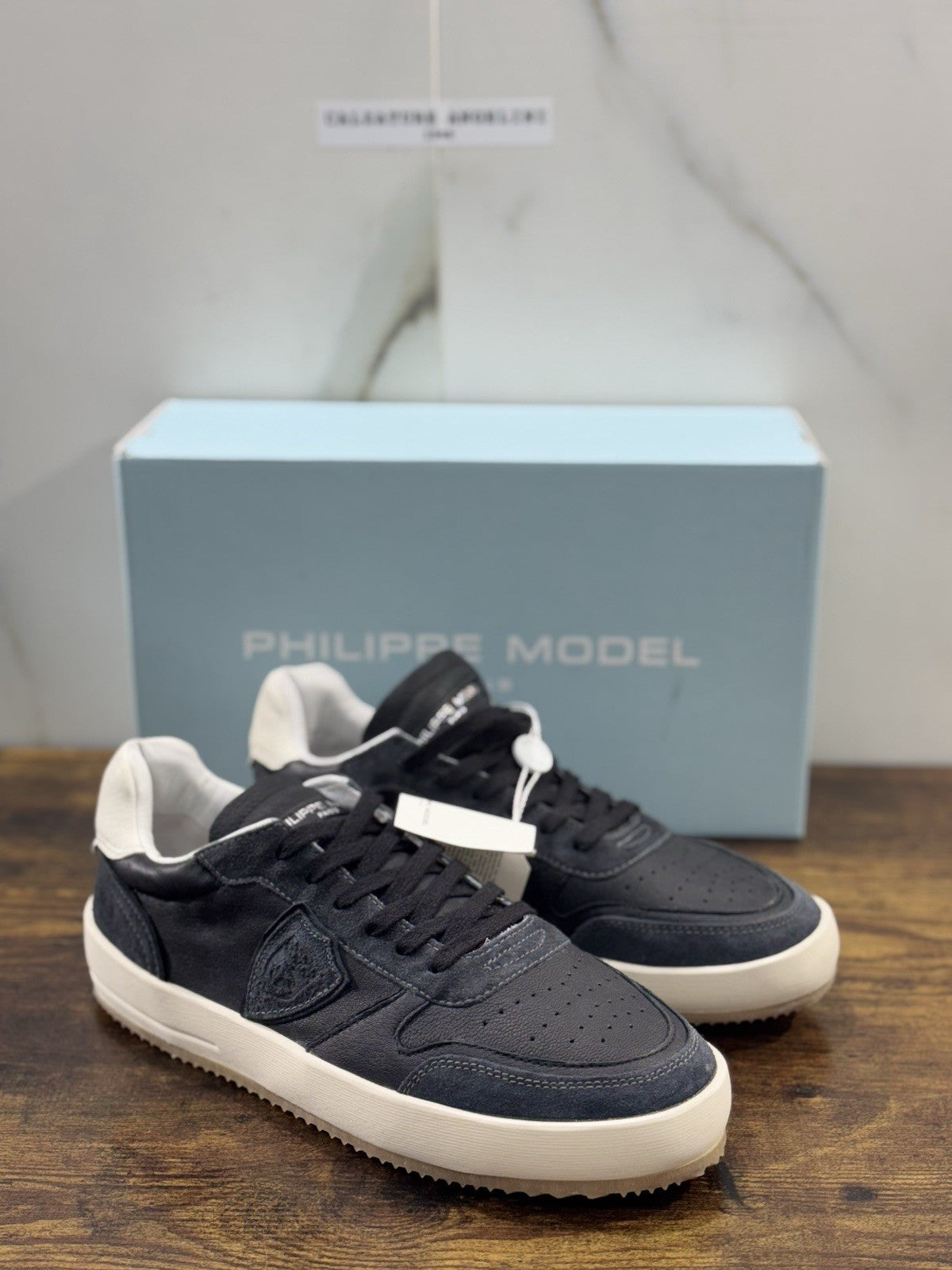 Philippe Model Nice Low Men Sneaker Uomo Pelle E Suede Nero  41