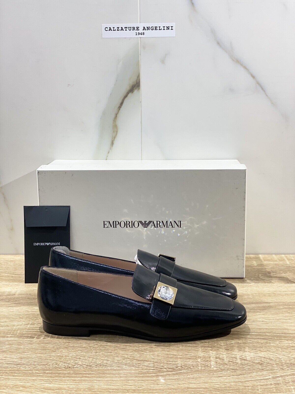 Emporio Armani mocassino donna pelle nero luxury Armani shoes woman 39