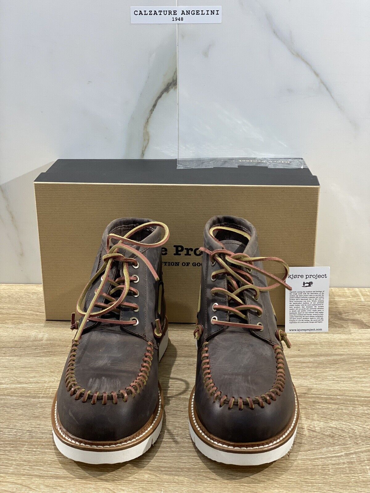 Kjore Project scarpa uomo winter boat High Brown extra light made in italy 45