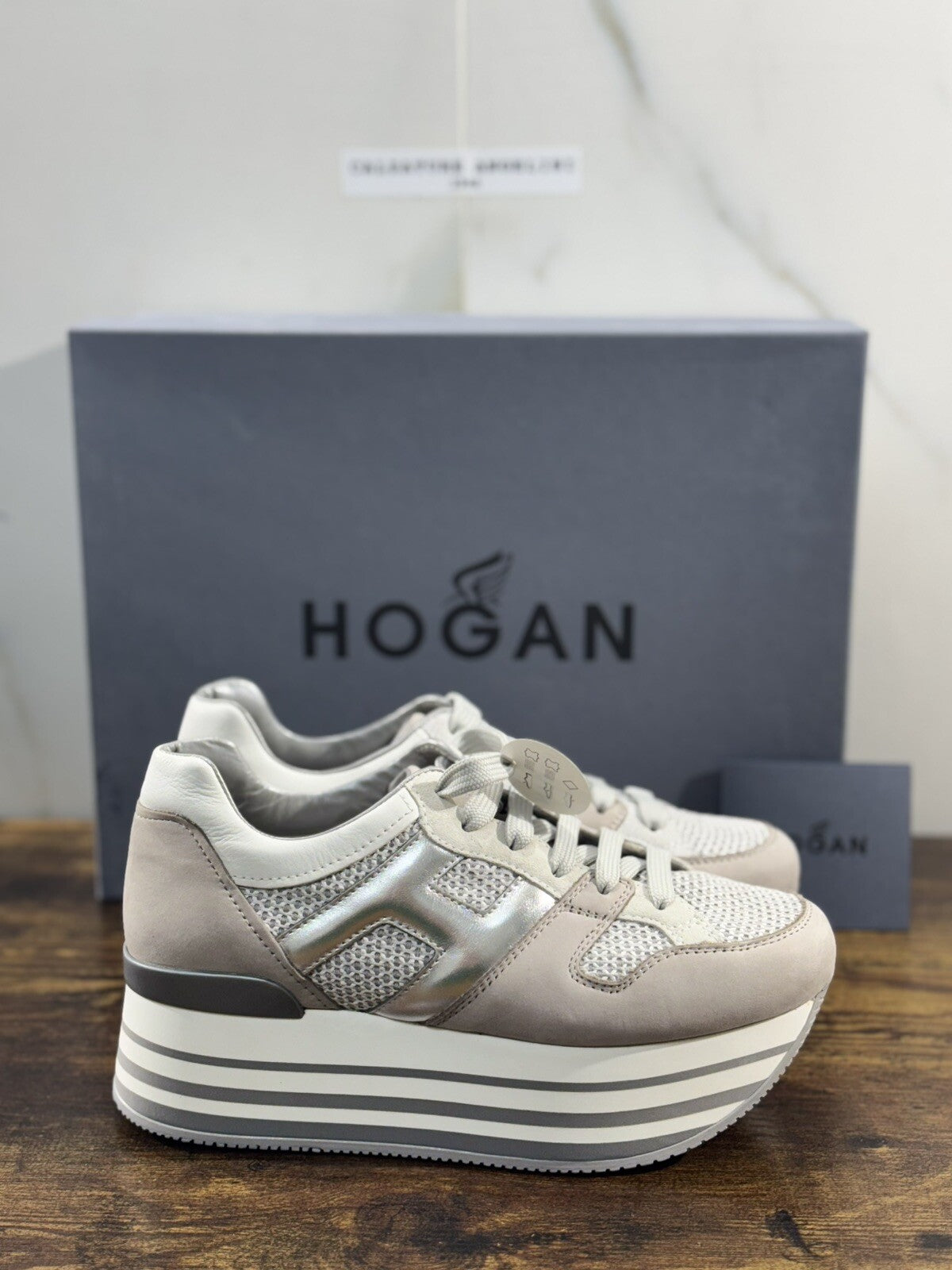 Hogan H222 sneaker Donna maxy zeppa extra light Grey  pelle 39.5