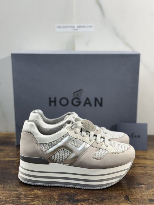 Hogan H222 sneaker Donna maxy zeppa extra light Grey  pelle 39.5