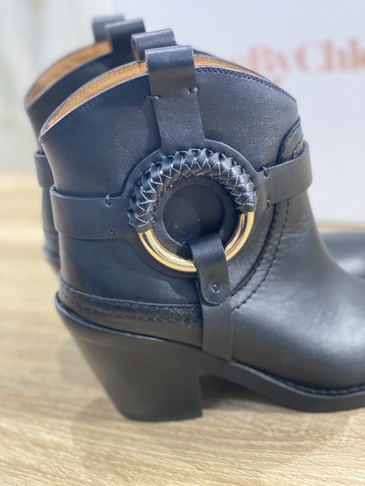 See By Chloe’ Texano Hanna cowboy pelle Nera luxury boot woman 37 