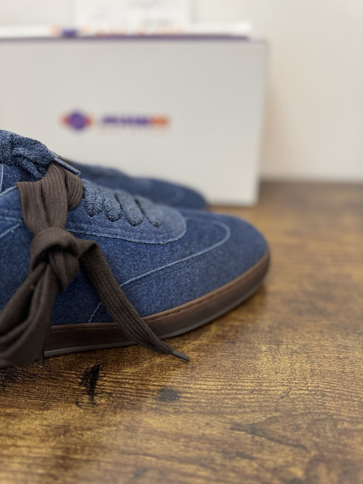Soldini Sneaker Cachemere  Blu  100% Made In Italy Causal Uomo 43