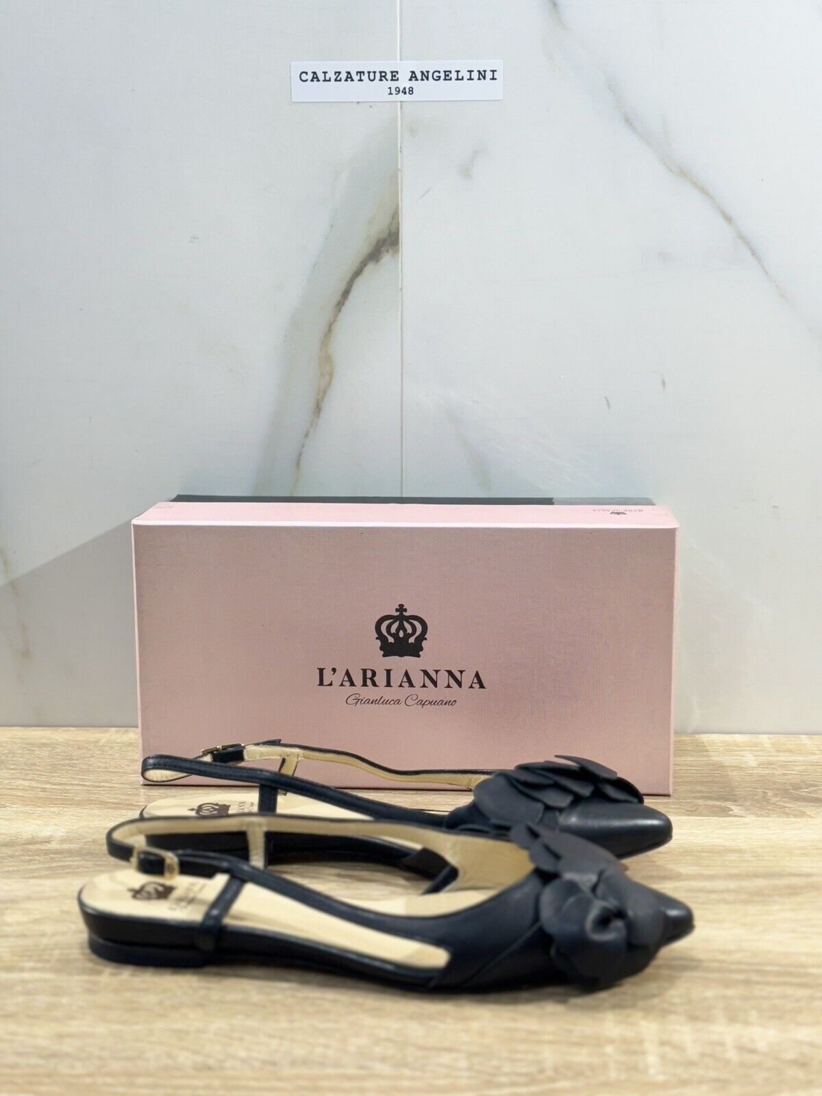 L’ARIANNA Scarpa Donna Sling Back Pelle Nera  Made In Italy 37