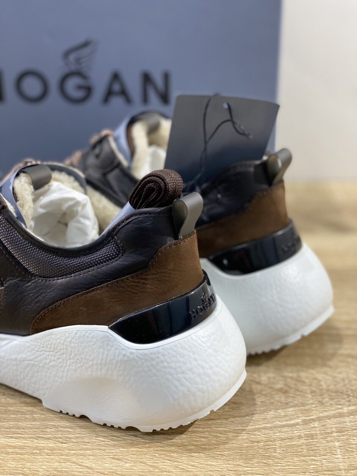 Hogan Active one uomo sneaker pelle Marrone Fur luxury hogan men sneaker 44