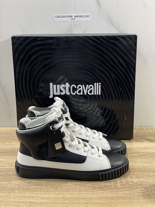 Just Cavalli Sneaker Uomo High Top Pelle Nera Casual Shoes Men 41