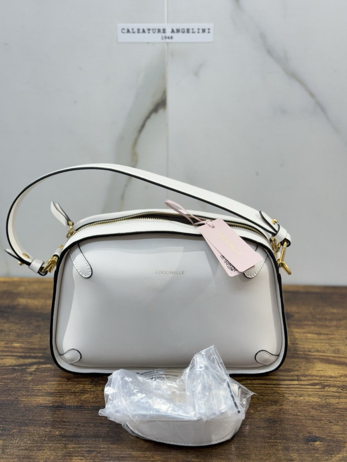 Coccinelle Borsa Maleta Pelle Bianca  100% Pelle Made In Italy Donna