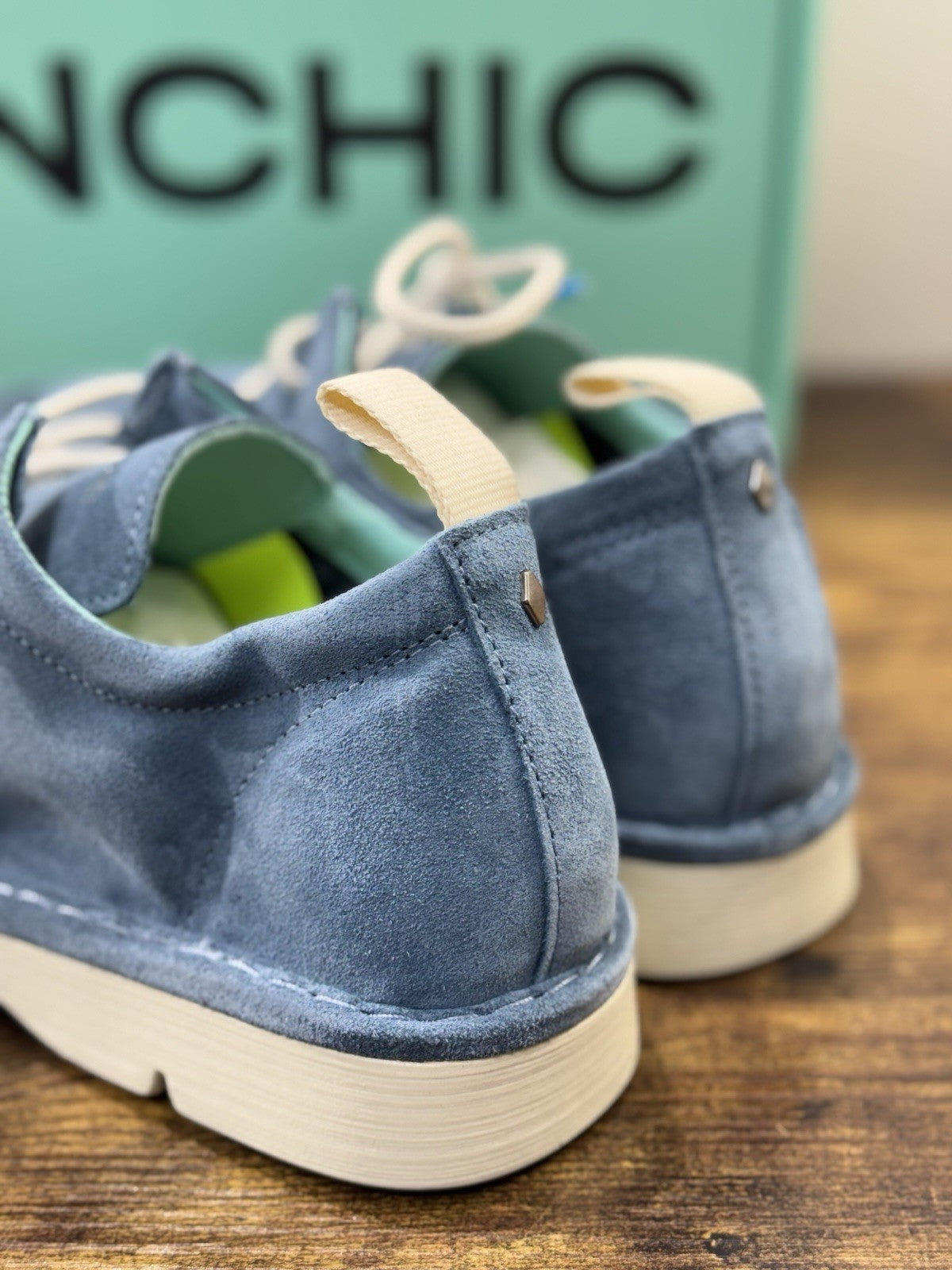Panchic Lace Up Scarpa Suede Blu Casual Uomo 41