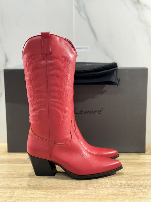 Lemare’ Texano Donna Pelle Rosso Luxury Woman Texan Boot Lemare’ 39