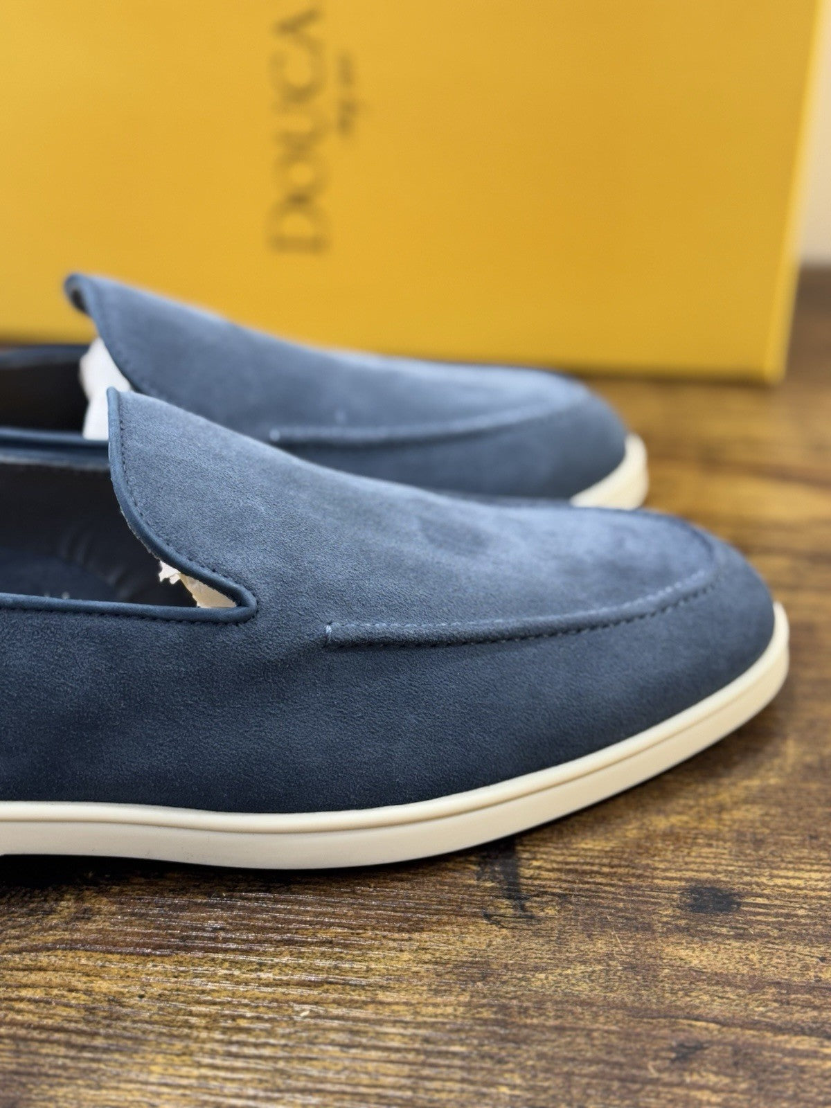 Doucal’s Mocassino Summer Walk Suede Avio  Luxury Doucal’s Scarpa Uomo 40