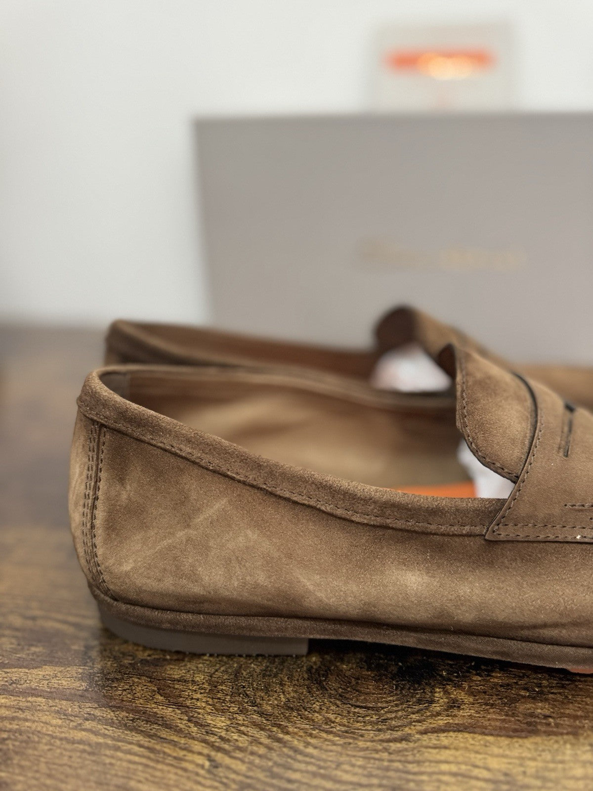 Santoni Mocassino Driver Pelle Suede Marrone  Luxury Scarpa Santoni Uomo 45.5