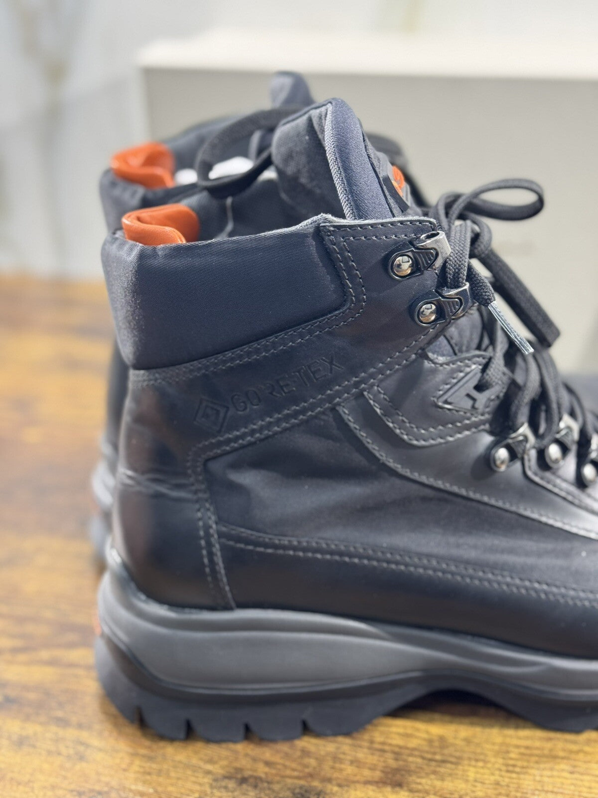 Santoni Mountain Boot Uomo Pelle Nero Gore Tex System Luxury Men Boot 40.5