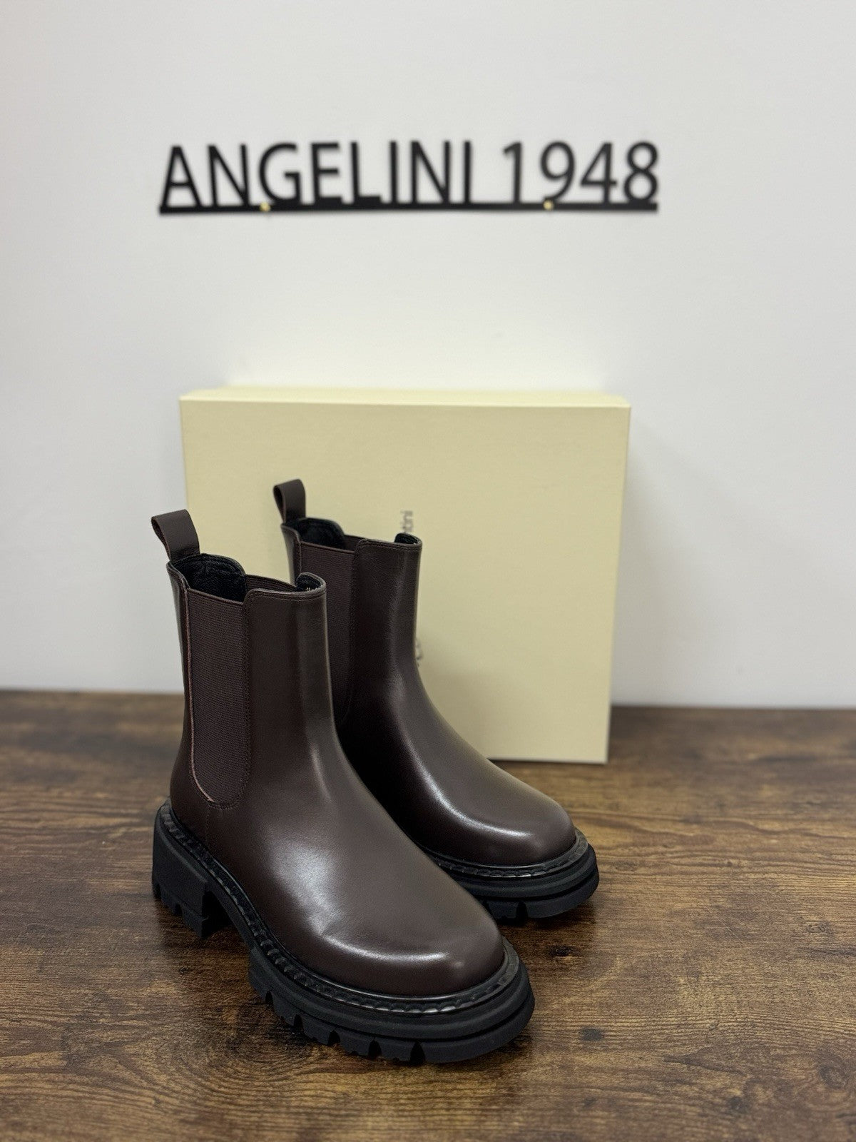 Roberto Serpentini Chelsea Boot Combat Pelle Marrone Casual Donna 38