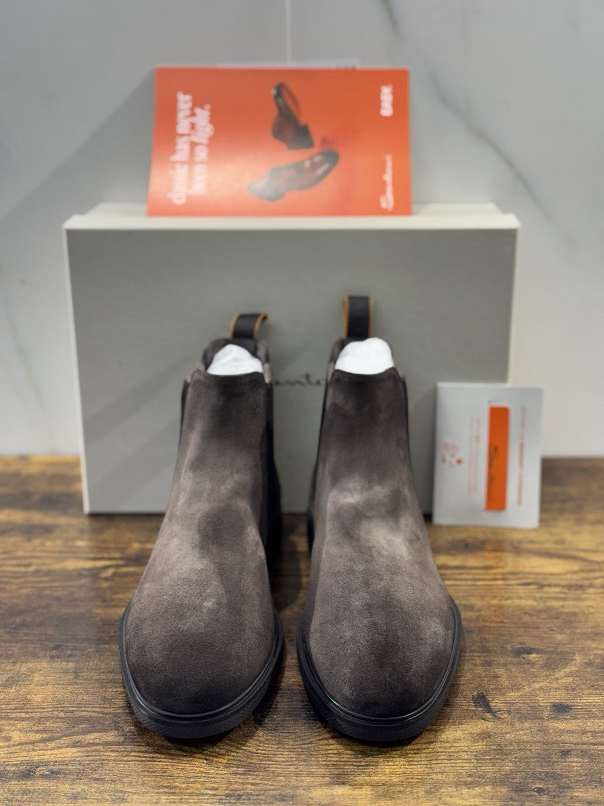 Santoni Chelsea Boot Extra Light  Suede Marrone  Luxury Santoni Uomo 42